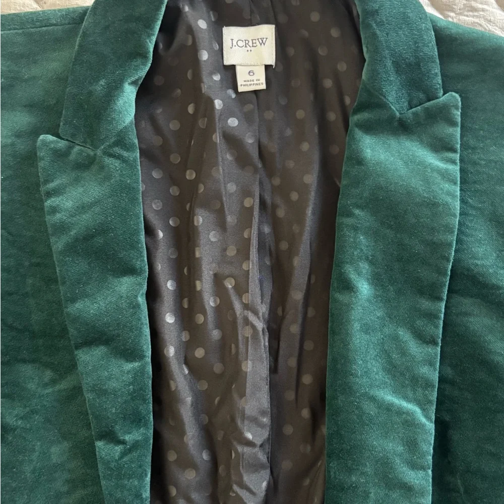 J. Crew Women's Deep Green Velvet Blazer - Picture 7 of 10